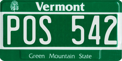 VT license plate POS542
