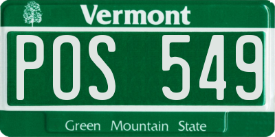 VT license plate POS549