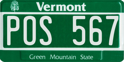 VT license plate POS567