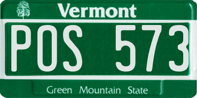 VT license plate POS573