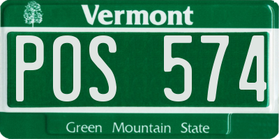 VT license plate POS574
