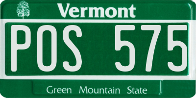 VT license plate POS575