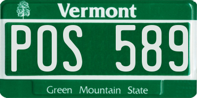 VT license plate POS589