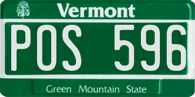 VT license plate POS596