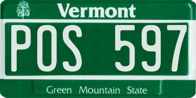 VT license plate POS597