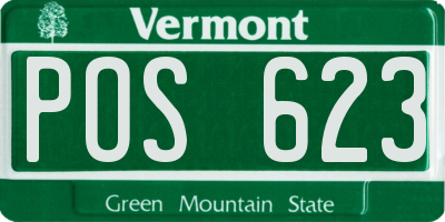 VT license plate POS623