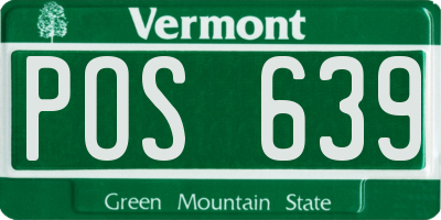 VT license plate POS639