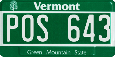 VT license plate POS643