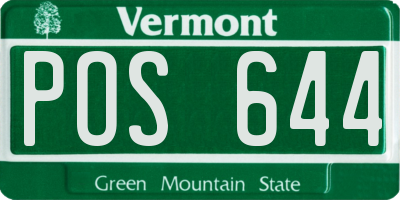 VT license plate POS644
