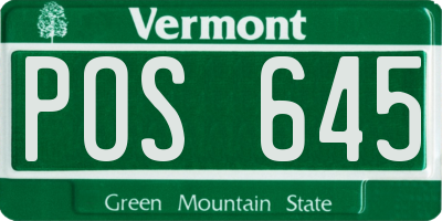 VT license plate POS645