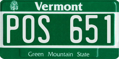 VT license plate POS651