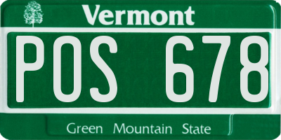 VT license plate POS678