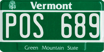 VT license plate POS689