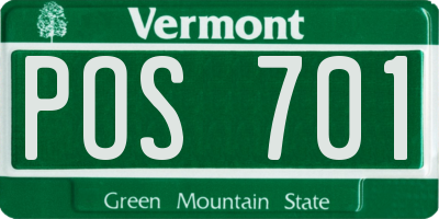 VT license plate POS701
