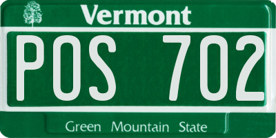 VT license plate POS702