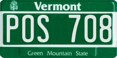 VT license plate POS708