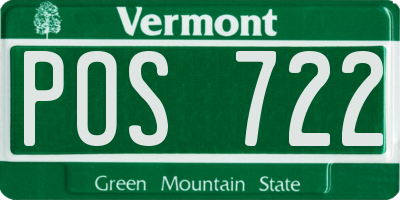 VT license plate POS722