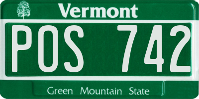 VT license plate POS742