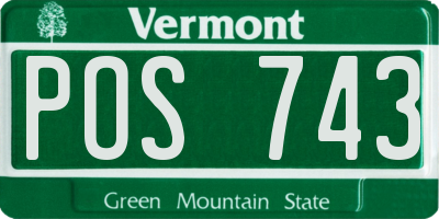 VT license plate POS743