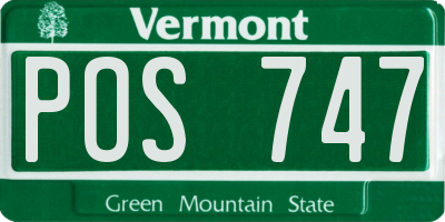 VT license plate POS747