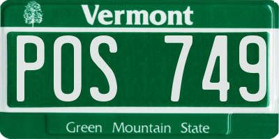 VT license plate POS749