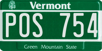VT license plate POS754