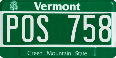 VT license plate POS758