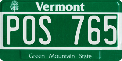 VT license plate POS765