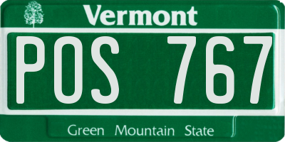 VT license plate POS767