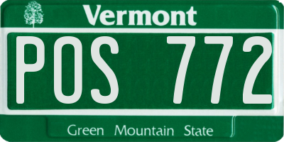 VT license plate POS772