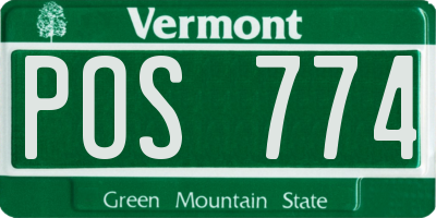 VT license plate POS774