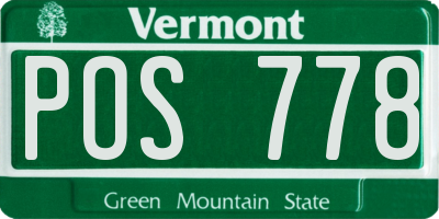 VT license plate POS778