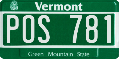 VT license plate POS781