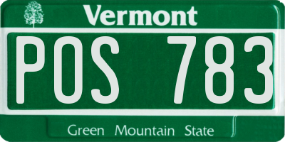 VT license plate POS783