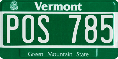 VT license plate POS785