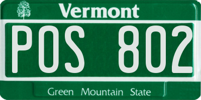 VT license plate POS802