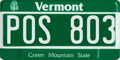 VT license plate POS803