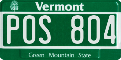 VT license plate POS804