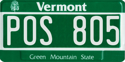 VT license plate POS805