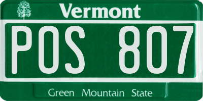 VT license plate POS807