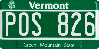 VT license plate POS826