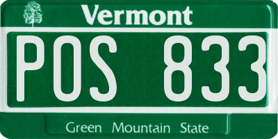 VT license plate POS833