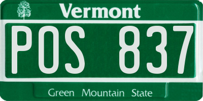 VT license plate POS837