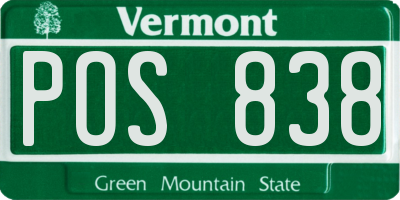 VT license plate POS838