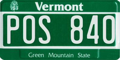 VT license plate POS840