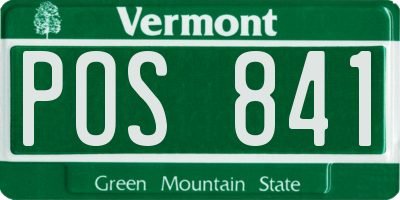 VT license plate POS841