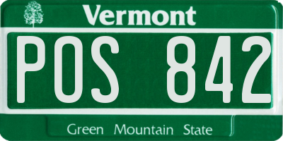 VT license plate POS842