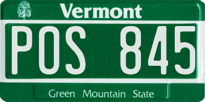 VT license plate POS845