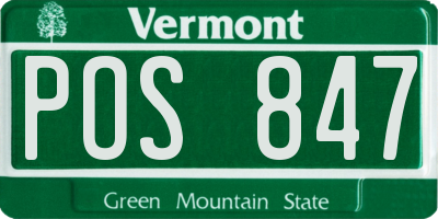 VT license plate POS847