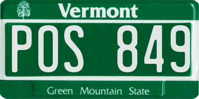 VT license plate POS849